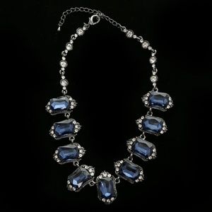 Luxury Crystal Necklace Gunmetal/Blue NWOT